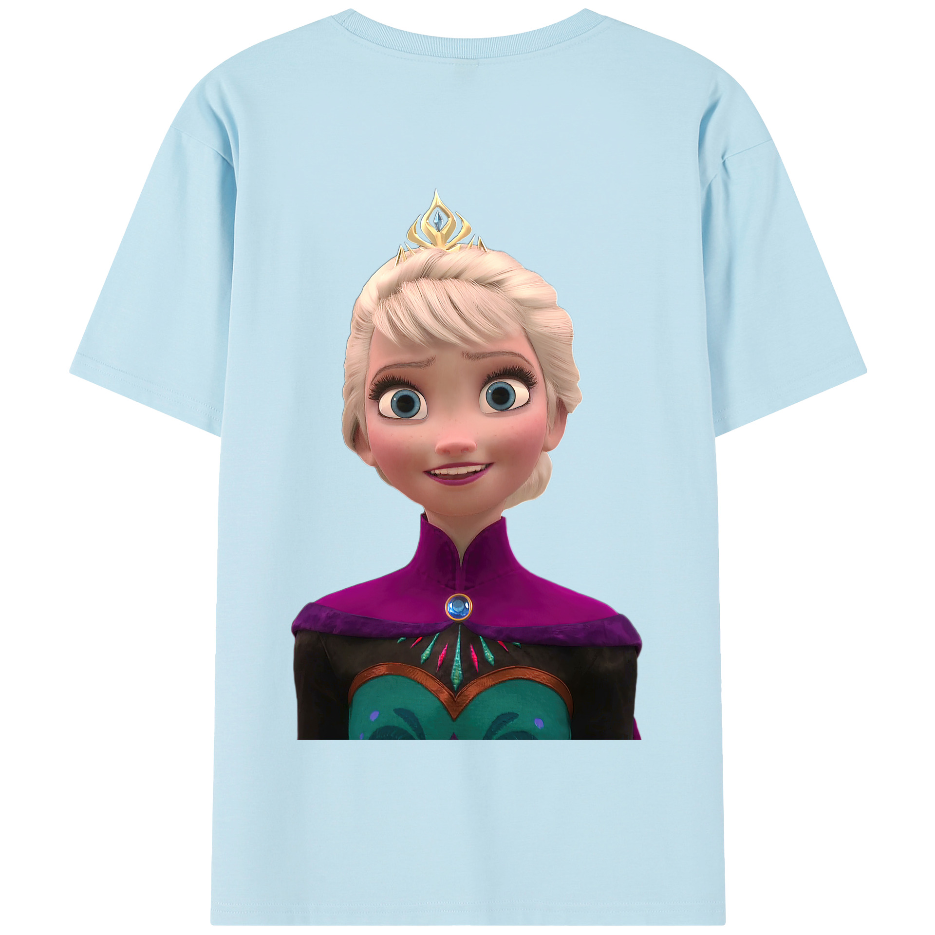 （画像用） アナと雪の女王 アンナ エルサ Frozen Anna Elsa 綿100％半袖Tシャツ（背面プリント）